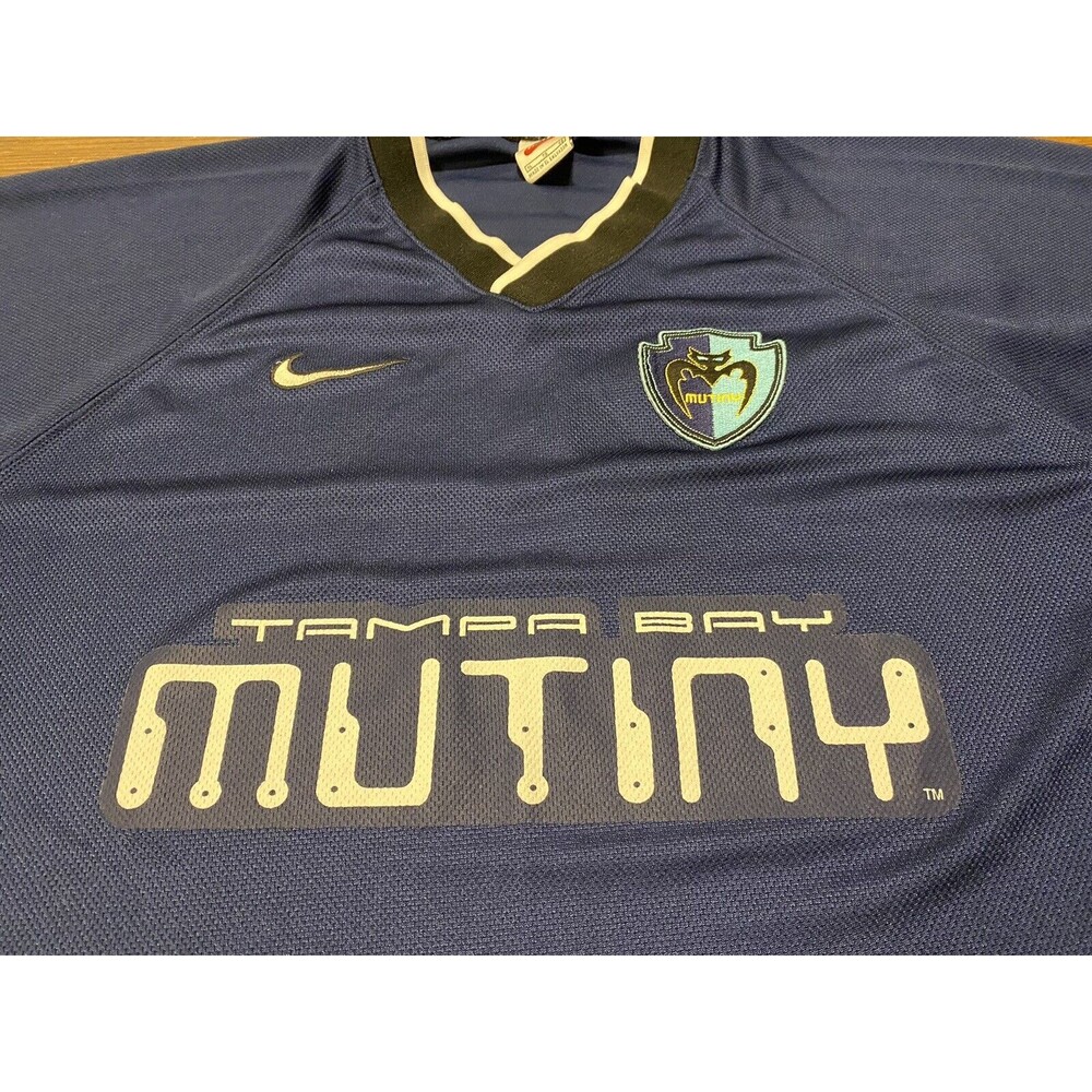 MLS Nike Men’s Tampa Bay Mutiny Soccer Jersey XL Blue 1990’S Vintage White Tag - Picture 2 of 9